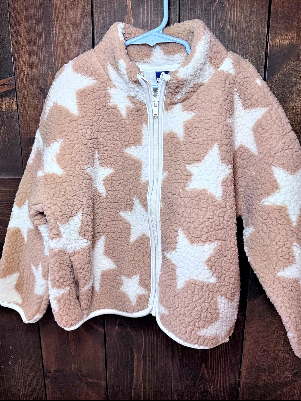 Old Navy Girls Sherpa Star Jacket Brown & White Size Small